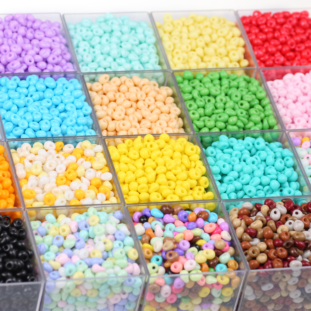 51pcs Colorful Glass Medium-Hole Waterdrop Beads for DIY Jewelry Making